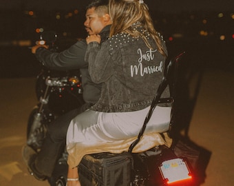 Black Pearl Mrs Denim Jacket, Black Pearl Jean Jacket, Bridal Jacket, Custom Bride Jacket, Custom Mrs LAST NAME Jean Jacket, Wedding Jacket