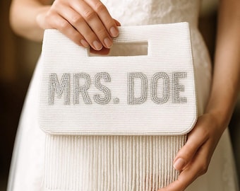 Custom Beaded Fringe Purse Custom Tassel Purse Personalized Fringe Clutch Purse Tassel Clutch Bag, Personalized MRS Clutch Monogram Handbag