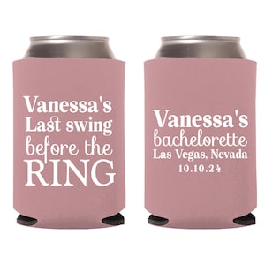 Custom Bachelorette Party Can Coolers, Last Swing Before The Ring Bachelorette Can Coolers, Bachelorette Can Coolers, Party Favors (16)