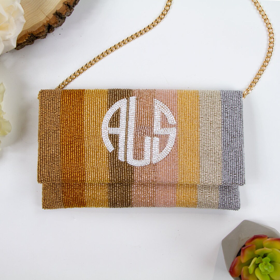 Custom Mrs Last Name Clutch Bag, Bridal Clutch Bag, Personalized Seed