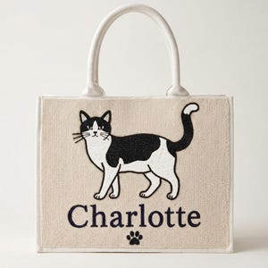 Borsa tote personalizzata con perline per animali domestici, borse tote personalizzate per cani, borse tote personalizzate per gatti con perline, borse tote con ritratti di animali domestici, borsa per animali domestici realizzata a mano con perline, borsa tote personalizzata per mamme di cani immagine 2