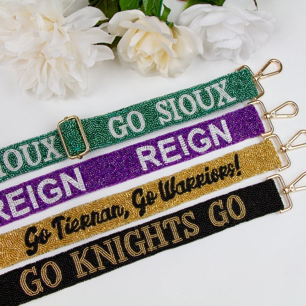 Custom Game Day Seed Bead Strap, Personalized Camera Strap for Game Day, Customized Game Day School Cheer Beaded Camera Strap, School Strap