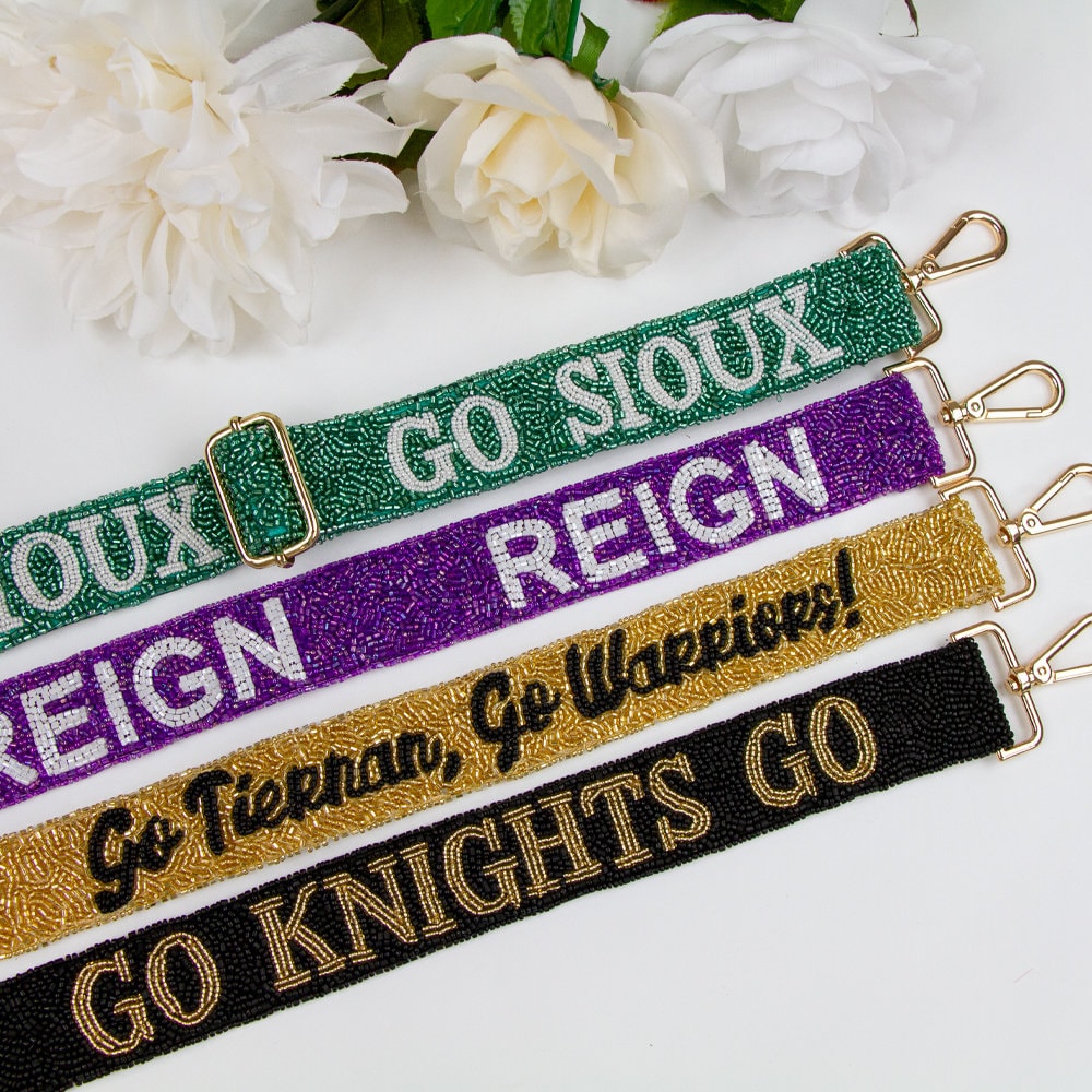 Custom Game Day Seed Bead Strap, Personalized Camera Strap for Game Day, Customized Game Day School Cheer Beaded Camera Strap, School Strap