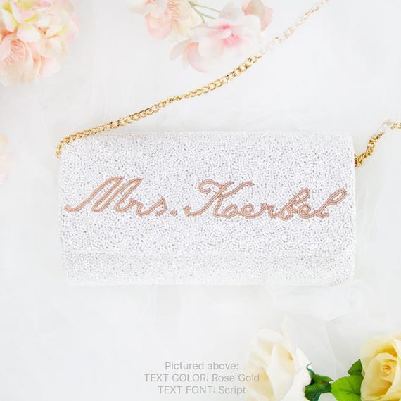 Custom Bride Bag, Custom Bridal Clutch, Personalized Bride Purse, Custom Bridal Handbag, Custom Bachelorette Bag, Custom Wedding Purse - FOG