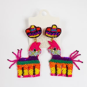 Alpaca Earrings, Llama Earrings, Alpaca Beaded Earrings, Llama Beaded Earrings, Cinco de Mayo Earrings, Taco Tuesday Seed Bead Earrings Gift
