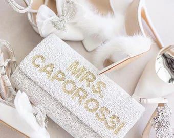 Bride Purse, Bride Clutch, Bridal Clutch, Personalized Bridal Clutch, Mrs Purse, Bridal Purse, Bride Bag, Bride Accessories, Mrs Clutch -FOG