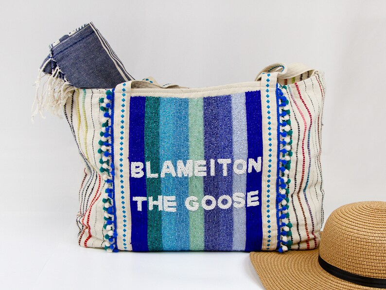Strandmöbelväska med pärlor i boho-stil, möhippor, tygväska med pärlor för brud, söta tygväskor i tyg för bröllop, tygväska för brud bild 3