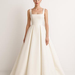 Square Neckline Wedding Dress, Minimalist Gown, Classic Bridal Gown, Elegant Wedding Dress, Structured Wedding Dress, A-Line Wedding Dresses