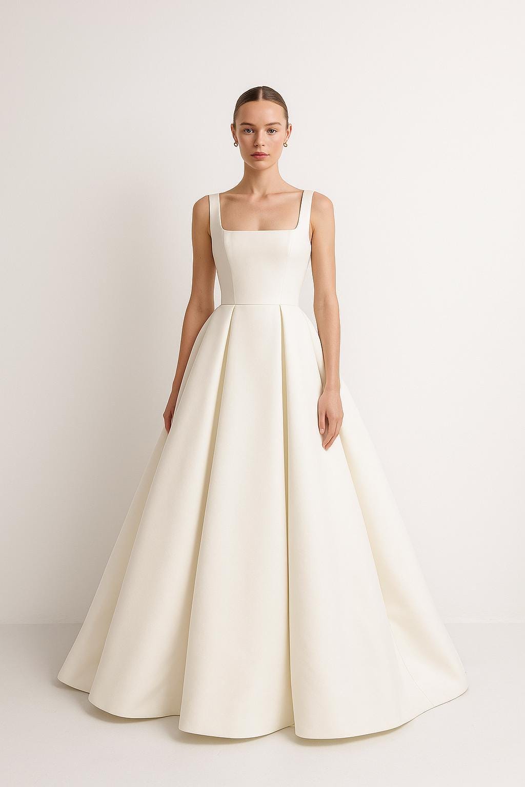 Square Neckline Wedding Dress, Minimalist Gown, Classic Bridal Gown, Elegant Wedding Dress, Structured Wedding Dress, A-Line Wedding Dresses