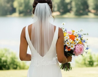 Custom Bridal Veil, Personalized Veil, Wedding Veil With Name, Embroidered Bridal Veil, Classic Wedding Veil, Elegant Custom Veils With Name