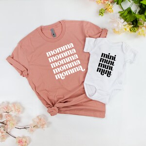 Momma and Mini Matching Set, Momma T-Shirt, Momma Tees, Mini Onsie, Mom and Daughter Matching T-Shirt and Onsie, Matching Tee & Onsie Set