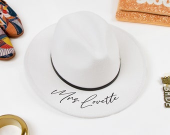 Personalized Mrs Hats, Custom Mrs Hat, Bridal Shower Hats, Bacehelorette Hats, Wedding Cowboy Party Hat, Fedora Hats, Bride Hats, Custom Hat