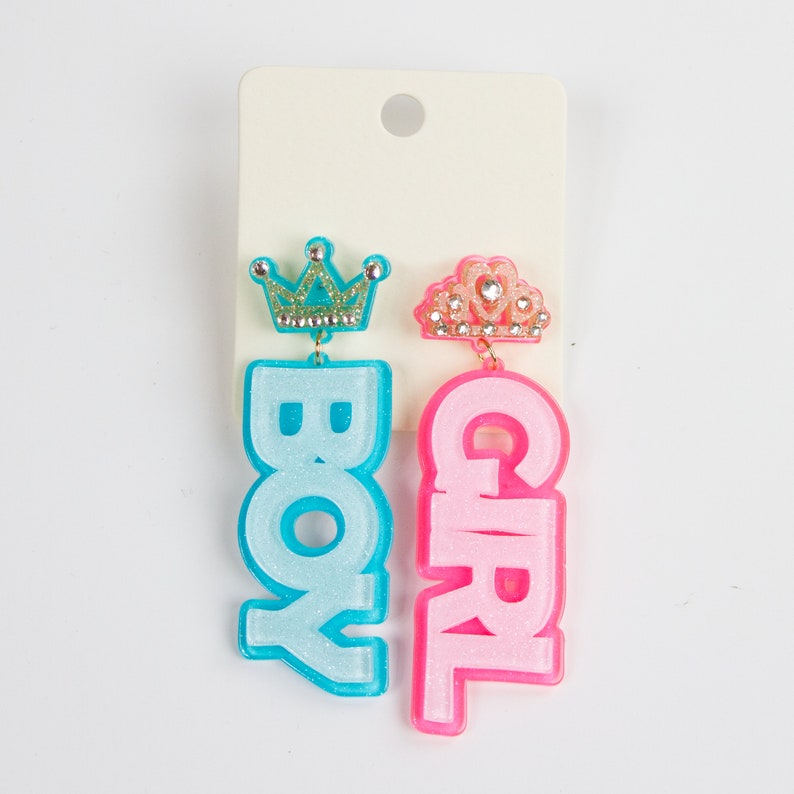 Gender Reveal Earrings Beaded Gender Reveal Jewelry Baby Etsy