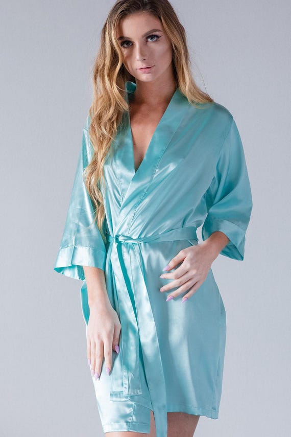 Robin's Egg Blue Bridesmaid Robes Personalized Satin Robes Custom Satin  Robes Satin Wedding Robes Satin Bridal Robes Satin Robe