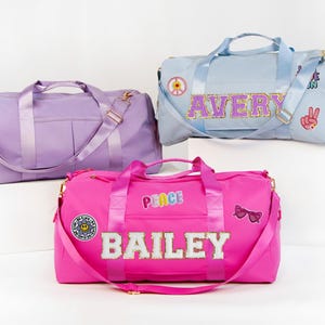 Bolsa de viaje con parche personalizado, Bolsa de viaje personalizada, Bolsas de viaje con monograma, Bolsas de fin de semana, Bolsas de viaje con parche de chenilla