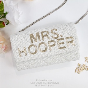 Custom Bridal Clutch, Personalized Wedding Purse, Quilted Pattern Wedding Clutch Bag, Bachelorette Party Beaded Clutch, Seed Bead Bag - FOG