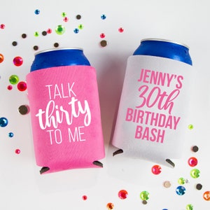 30th birthday, Personalized Can Cooler, Custom Can Coolers, Birthday Party Coolers, Birthday Can Coolers, Birthday Party Favors (76)