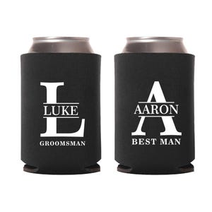 Groomsman Beer Huggers, Personalized Best Can Cooler Favors, Bachelor Party Can Cooler Favor, Custom Best Man Proposal Can Cooler Gift (142)