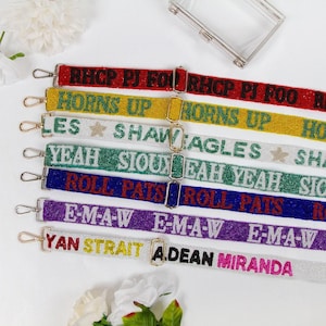 Alça personalizada para o dia do jogo, Alça de miçangas personalizada para o dia do jogo, Alça de miçangas para bolsa para o dia do jogo, Alça de miçangas para bolsa de futebol americano, Alça de miçangas personalizada imagem 8