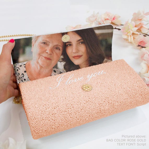 Mother's Day Bags, Wedding Purse, Mother of the Bride Clutch Purse Gift, Personalized Photo Clutch for Mom, Custom Clutch Gift for Mom - FOG