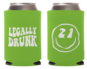Customized Can Coolers, 21st Birthday Can Cooler, 21st Birthday Can Coolies, 21st Birthday Favors, Custom Birthday Beer Hugger Gift (106)