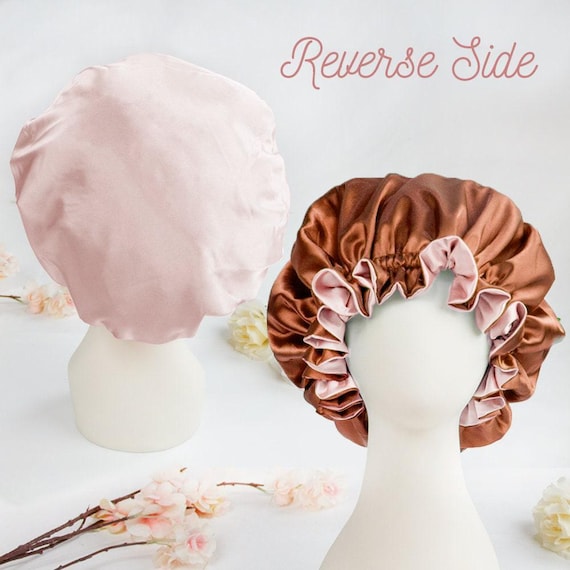 Reversible Satin Bonnet for Women, Double Layer Sleep Cap, Curly Hair Bonnet, Silky Night Cap for Natural Hair, Soft Hair Wrap Frizz Control