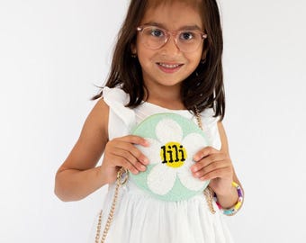 Flower Kids Clutch, Custom Name Clutch for Kids, Personalized Girls Purse, Kid's Custom Handbag, Girls Monogrammed Purse, Purse for Children