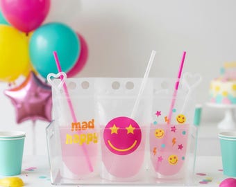 Bolsas para fiestas personalizadas, bolsas para jugo personalizadas, bolsas reutilizables para bebidas, bolsas para bebidas personalizadas, bolsas para bebidas personalizadas, regalos para fiestas de cumpleaños