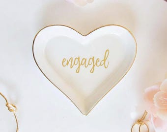 Verloofd trinketdienblad, verloofde trouwringhouder, verloofde verlovingsringschotel, ringschotel voor de bruid, trouwringschotel, verlovingscadeau