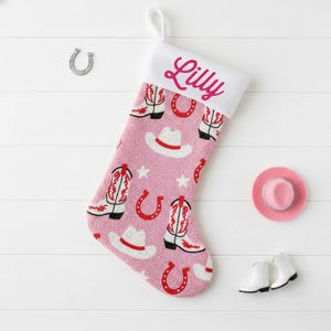 Cowgirl Stocking, Western Christmas Stocking, Pink Cowgirl Decor, Beaded Stocking, Rodeo Stocking, Cowboy Boot Stocking, Cowgirl Decor Gifts