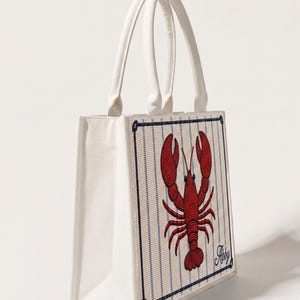 Sac fourre-tout homard en perles, Sacs fourre-tout côtiers, Sac homard personnalisé, Porte-monnaie nautique, Porte-monnaie homard, Sacs fourre-tout de plage, Cabas Nouvelle-Angleterre image 2