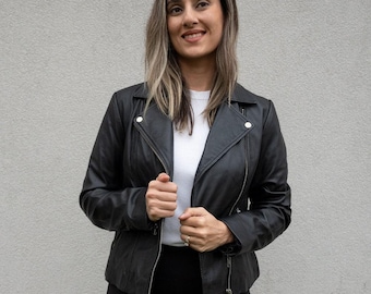 100% Leather Jacket for Women, Classic Leather Jacket, Leather Jacket Gift for Women, Women's Leather Jacket, Classic Women's Leather Jacket