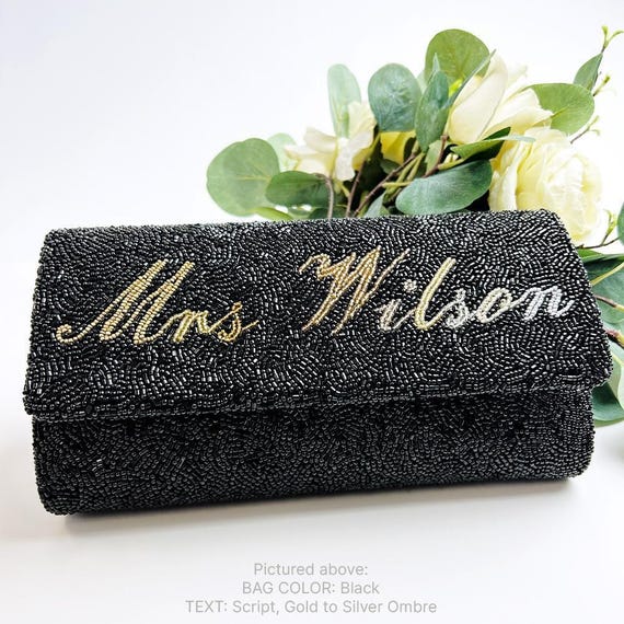 LAST NAME Personalized Beaded Clutch Hand-beaded Clutch