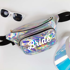 Individuell gestaltete holografische Bauchtasche, personalisiertes Geschenk für den Junggesellinnenabschied