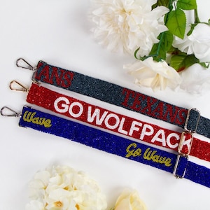 Game Day Strap, Game Day Seed Bead Strap, Game Day Beaded Strap, Game Day Camera Strap, Game Day Purse Strap, Customized Game Day Bag Strap