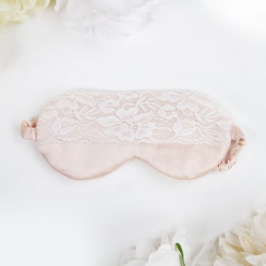 Satin Eye Mask - Blush with Blush Piping