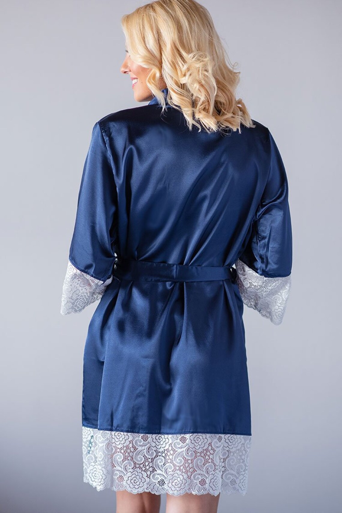 Navy Lace Robe Bride Robe Bridesmaid Robes Bridesmaid Etsy