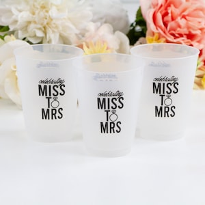 Mrs Frosted Cups, Bachelorette Frosted Cups, Wedding Party Plastic Cups, Bridal Shower Frosted Cups, Bachelorette Cups