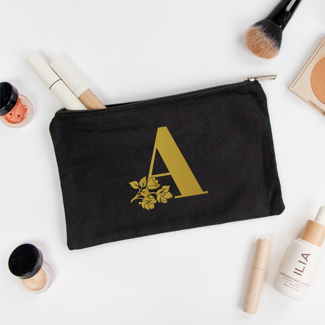 Custom Initial Makeup Bag Personalized Initial Makeup Bag Etsy