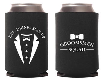 Enfriador de latas para padrinos de boda, enfriador de latas para propuesta de padrinos de boda, abrazo de cerveza personalizado para despedida de soltero, recuerdos personalizados (133)