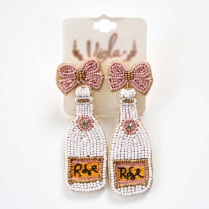 Rose Earrings, White Rose Earrings, Seed Bead Earrings, Beaded Earrings, Party Earrings, Rose Bottle Earrings, Beaded Party Earrings Gifts