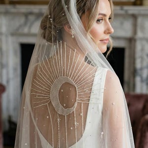 Celestial Wedding Veil, Moon Star Veil, Constellation Veil, Astrology Bridal Veils, Starry Night Veils, Cosmic Bridal Veils, Celestial Veils image 2