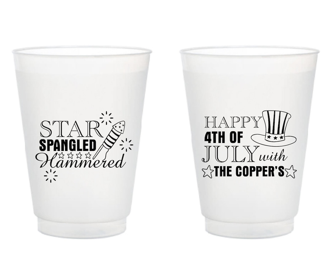 4th of July Party Frosted Cups, Frosted Party Plastic Cups, Frosted