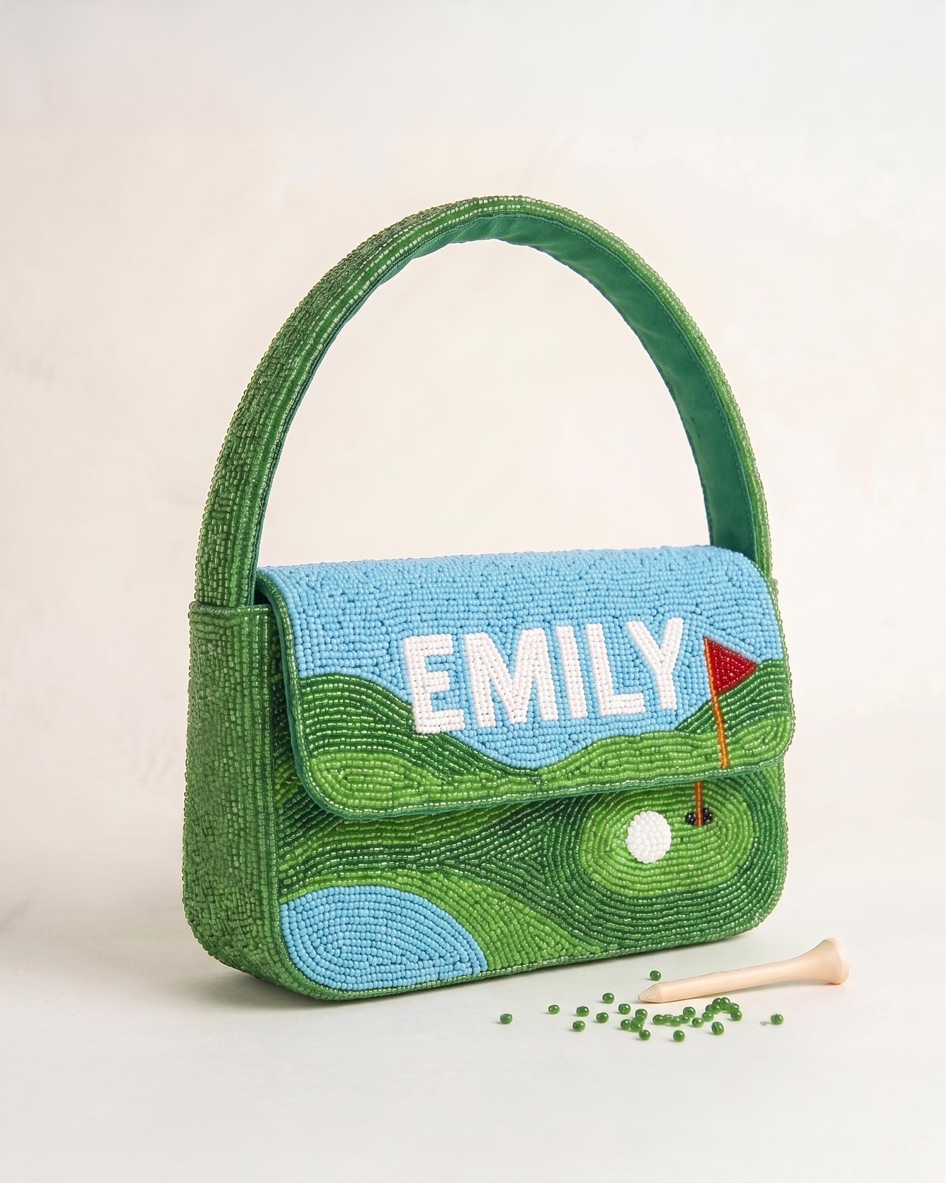 Custom Golf Purse, Golf Shoulder Bag, Beaded Golf Clutch 