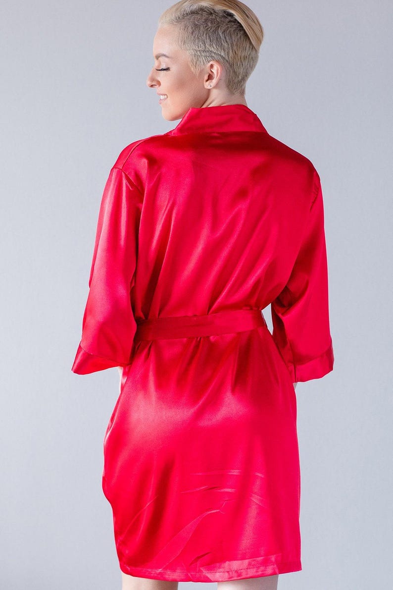 Red Flower Robe Red Flower Girl Robes | Personalized Satin Robes | Custom Satin Robes ...