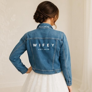 Custom Denim Jacket for Brides, Bachelorette Party Denim Jacket, Personalized Denim Jacket for Brides, Bridal Jacket, Customized Jean Jacket