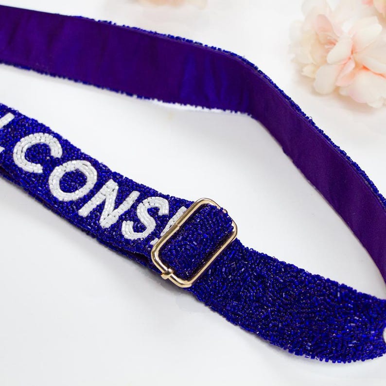 Customized Bag Strap, Beaded Purse Strap, Seed Bead School Spirit Purse Strap, Custom Beaded Strap, Custom Bag Strap, Personalized Bag Strap image 4