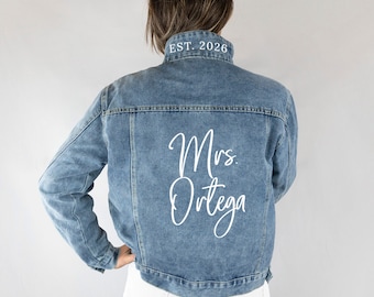 Future Mrs Jean Jacket, Custom Mrs Denim Jackets, Bachelorette Party Denim Jackets, Personalized Jean Jacket for Bride, Bridal Denim Jackets