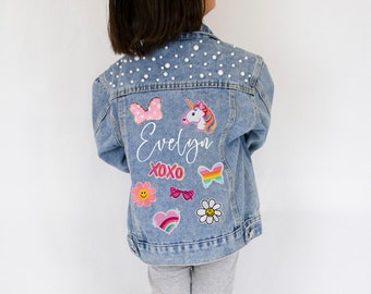 Blue Pearl Denim Jacket Gifts, Personalized Jean Jacket Gifts, Custom Denim Jacket, Custom Jean Jacket Gifts, Personalized Kid's Jacket Gift