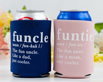 Funtie Can Coolers, Funcle Can Coolers, Can Coolers for Auntie, Aunt Can Coolies, Uncle Can Coolies, Gift for Aunts, Gift for Uncles, Coolie